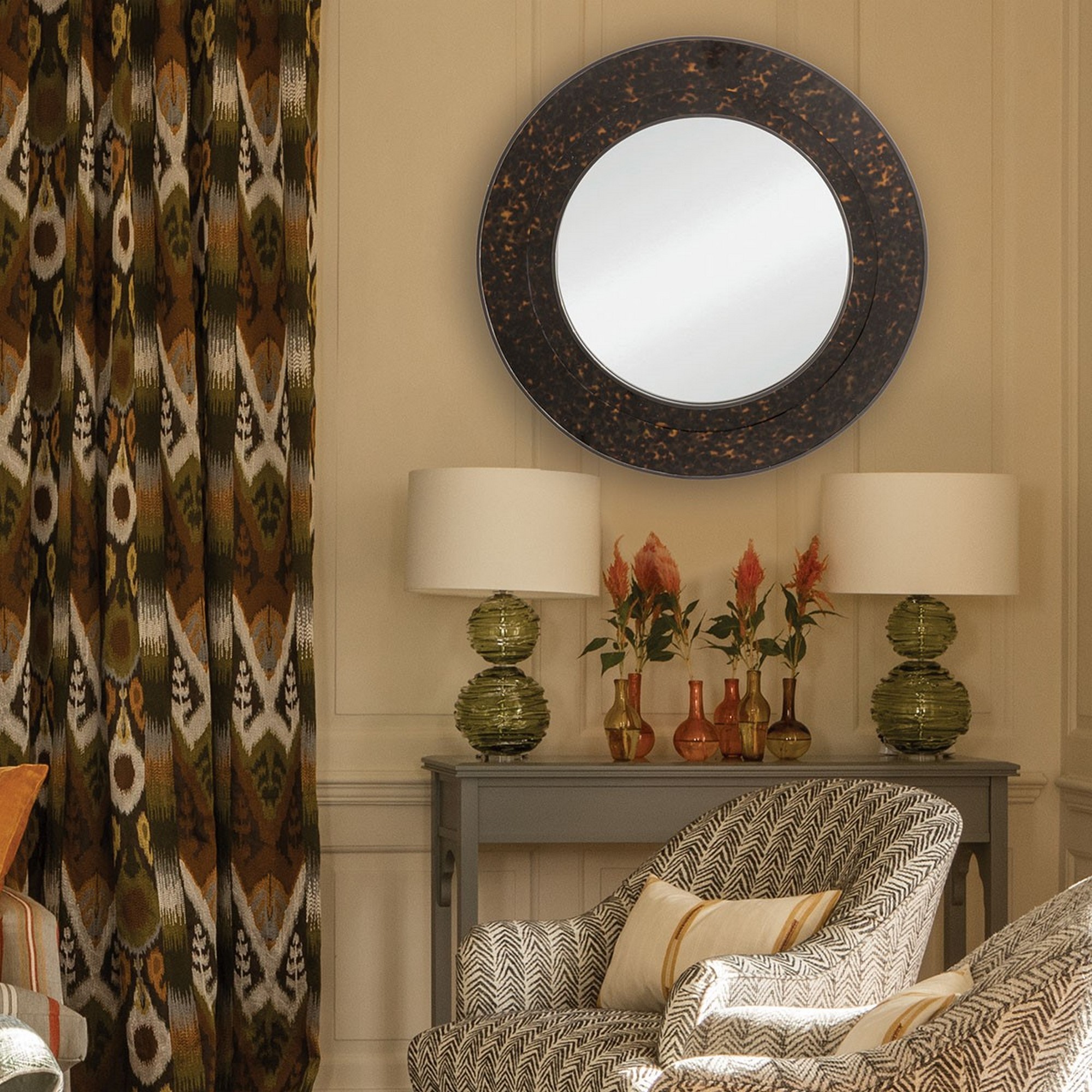 Arno Large Round Mirror By William Yeoward In Tortoiseshell